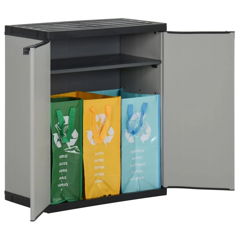 Armoire à déchets de jardin 68 x 40 x 85 cm PP gris et noir 02_0006035