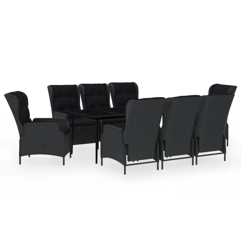 Ensemble de salle à manger de jardin meuble extérieur 9 pièces gris foncé 02_0014099