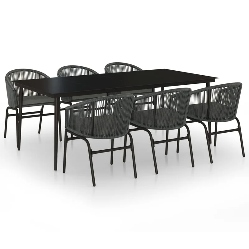 Ensemble de salle à manger de jardin meuble extérieur 7 pièces gris 02_0013960