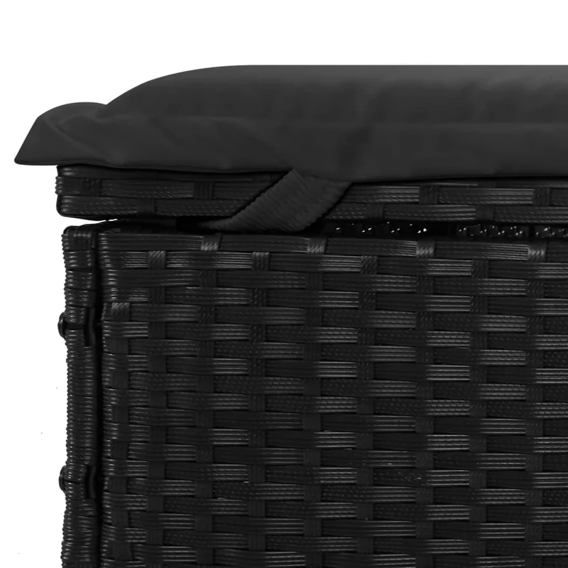 Transat chaise longue bain de soleil avec toit pliable 213 x 63 x 97 cm résine tressée noir 02_0012209