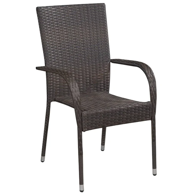 Ensemble de salle à manger de jardin meuble extérieur 9 pièces marron et noir 02_0014107