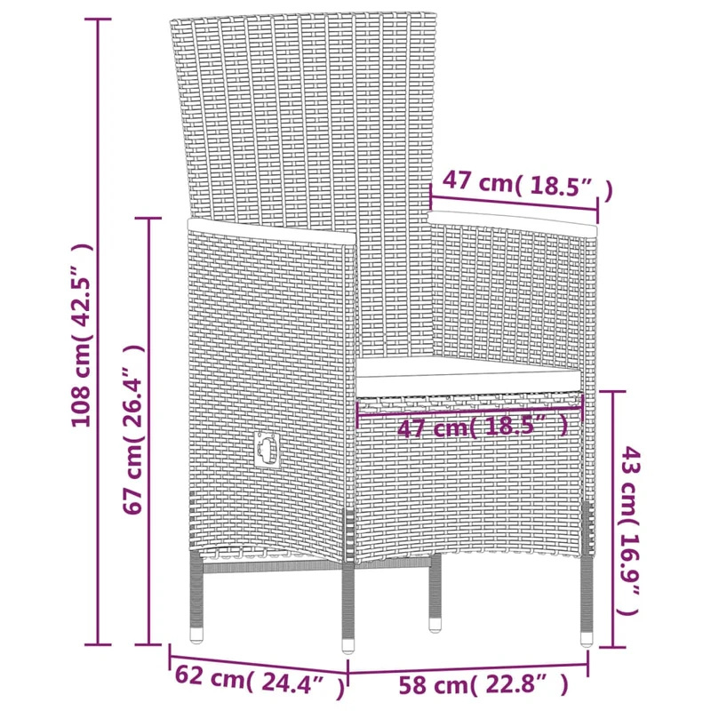 Ensemble de salle à manger de jardin meuble extérieur avec coussins 9 pièces noir 02_0014178