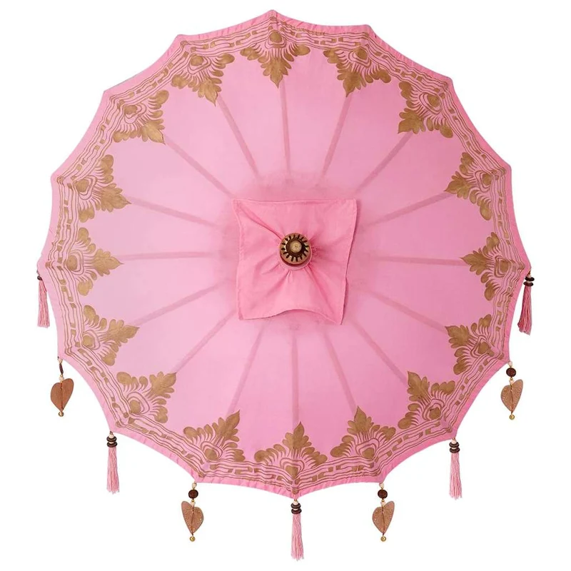 Parasol balinais rond 95 x 95 x 260 cm en coton rose style tropical ambiance zen 02_0058828