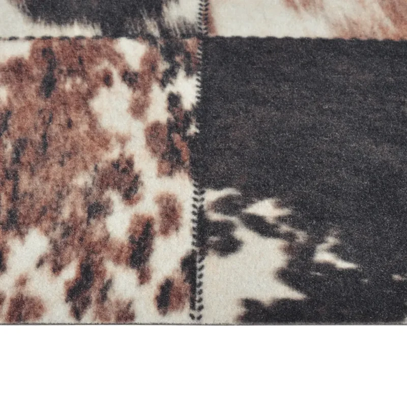 Tapis de cuisine lavable impression peau d'animal 150 x 45 cm moelleux antidérapant design moderne en velours beige 02_0046068