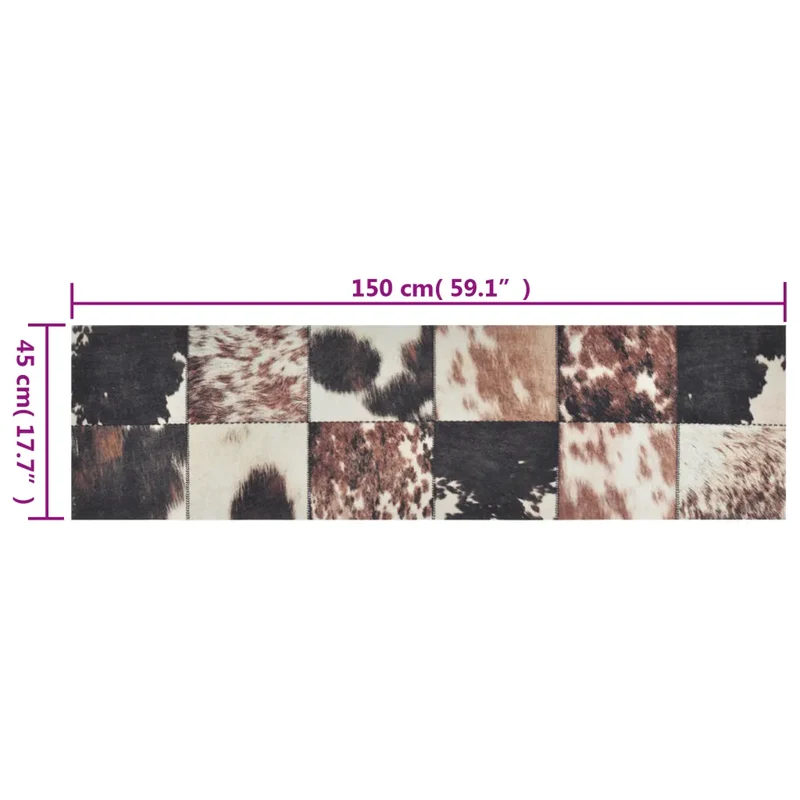 Tapis de cuisine lavable impression peau d'animal 150 x 45 cm moelleux antidérapant design moderne en velours beige 02_0046068