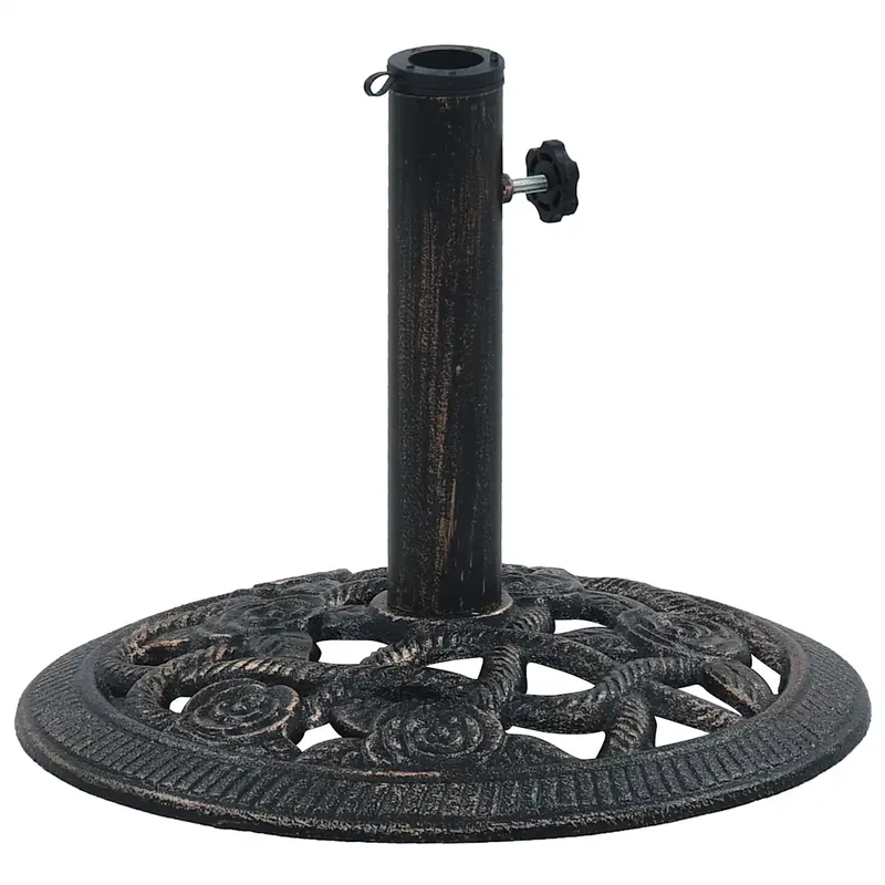 Socle de parasol robuste en fonte 40 x 32 cm motif floral chic jardin extérieur 9 kg en fonte bronze 02_0045942