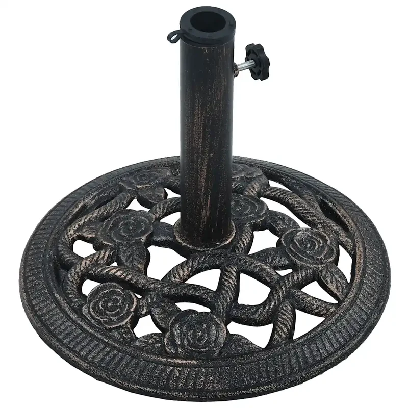 Socle de parasol robuste en fonte 40 x 32 cm motif floral chic jardin extérieur 9 kg en fonte bronze 02_0045942