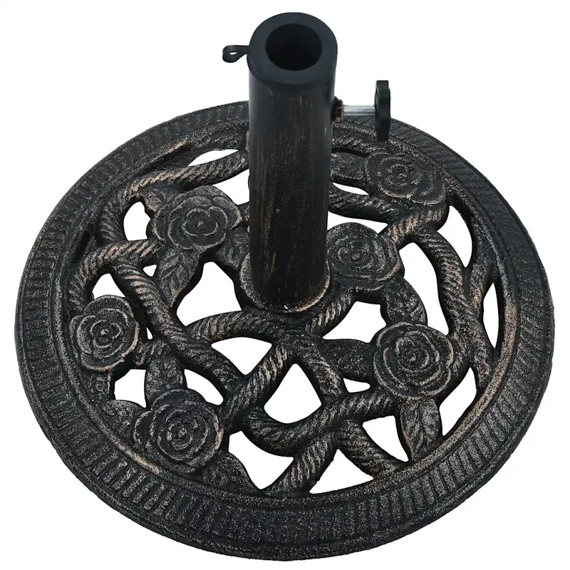 Socle de parasol robuste en fonte 40 x 32 cm motif floral chic jardin extérieur 9 kg en fonte bronze 02_0045942