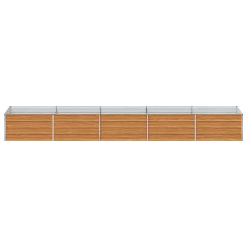 Jardinière surélevée design industriel terrasse 400 x 80 x 45 cm facile à entretenir en acier galvanisé marron clair 02_0059026