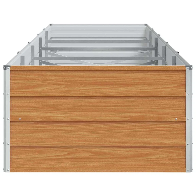 Jardinière surélevée design industriel terrasse 400 x 80 x 45 cm facile à entretenir en acier galvanisé marron clair 02_0059026