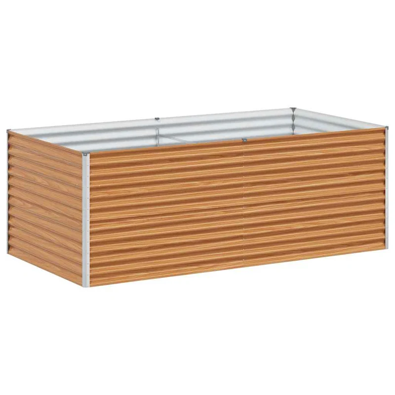 Jardinière surélevée industrielle 195 x 100 x 68 cm design fonctionnel terrasse en acier galvanisé marron clair 02_0059054
