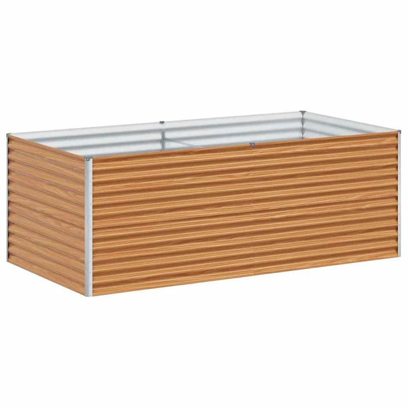 Jardinière surélevée industrielle 195 x 100 x 68 cm design fonctionnel terrasse en acier galvanisé marron clair 02_0059054
