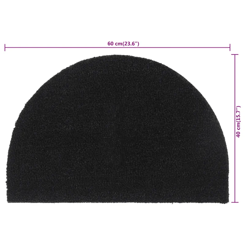 Tapis de porte demi-rond 40 x 60 cm antidérapant facile à nettoyer entrée extérieur en fibre de coco noir 02_0046162