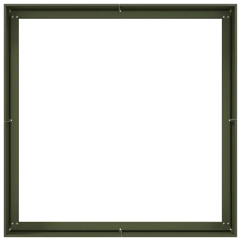 Jardinière carrée design moderne balcon jardin 100 x 100 x 40 cm en acier vert olive 02_0051597