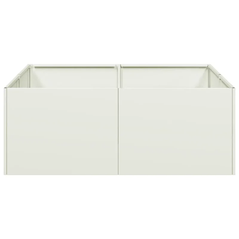Jardinière carrée moderne pour jardin balcon 80 x 80 x 30 cm avec fond ouvert esthétique en acier blanc 02_0051583
