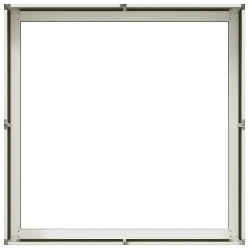 Jardinière carrée moderne pour jardin balcon 80 x 80 x 30 cm avec fond ouvert esthétique en acier blanc 02_0051583
