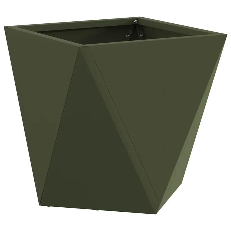 Lot de 2 jardinières modernes pour extérieur 30 x 30 x 30 cm en acier vert olive 02_0053055