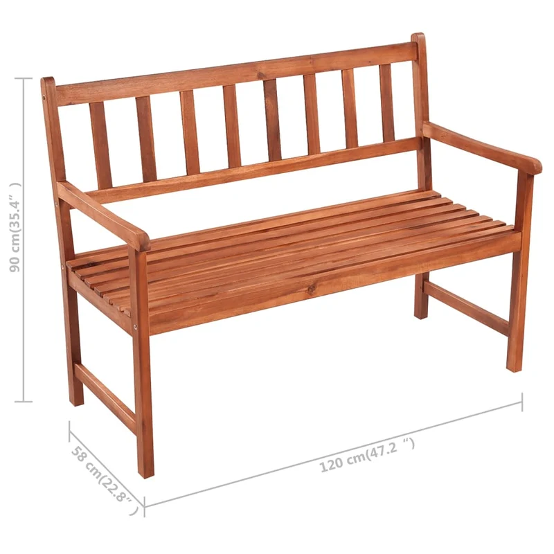 Banc de jardin meuble de patio d'extérieur terrasse avec coussin 120 cm bois d'acacia massif 02_0011394