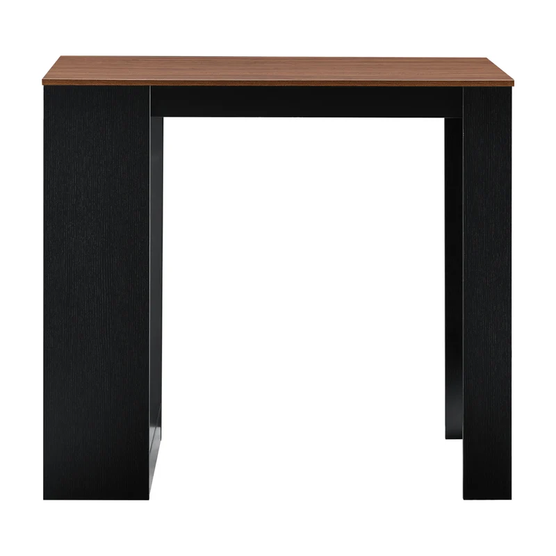 Table de bar avec rangement bistro haut 110 cm noir et effet noyer 03_0006192