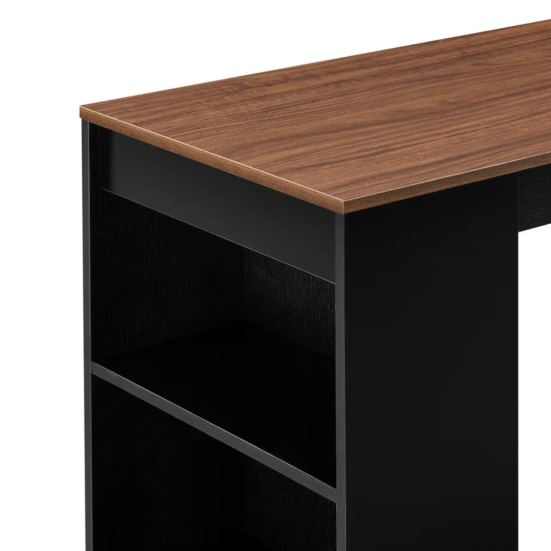 Table de bar avec rangement bistro haut 110 cm noir et effet noyer 03_0006192