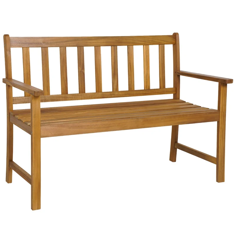 Banc de jardin 122 x 56,5 x 86 cm charge 360 kg design rustique en bois d'acacia naturel 20_0010545