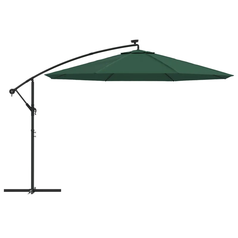 Parasol meuble de jardin en porte-à-feux et poteau métallique 350 cm vert 02_0008656