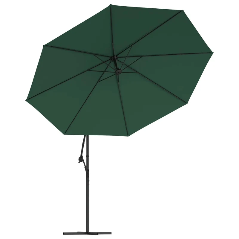 Parasol meuble de jardin en porte-à-feux et poteau métallique 350 cm vert 02_0008656