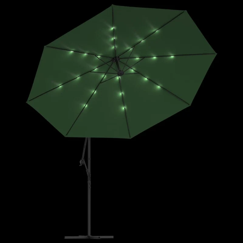 Parasol meuble de jardin en porte-à-feux et poteau métallique 350 cm vert 02_0008656