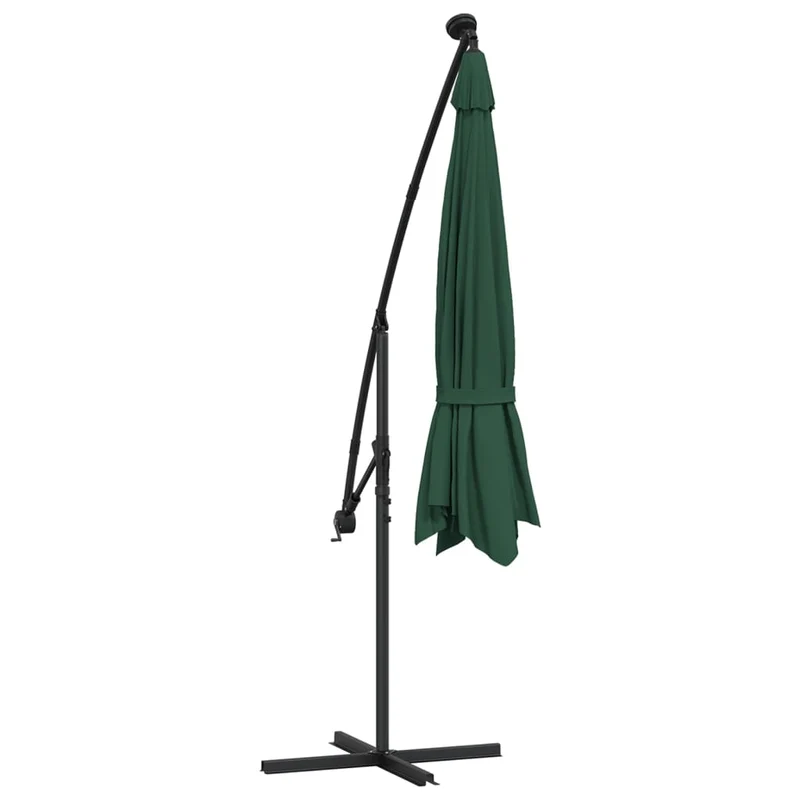 Parasol meuble de jardin en porte-à-feux et poteau métallique 350 cm vert 02_0008656