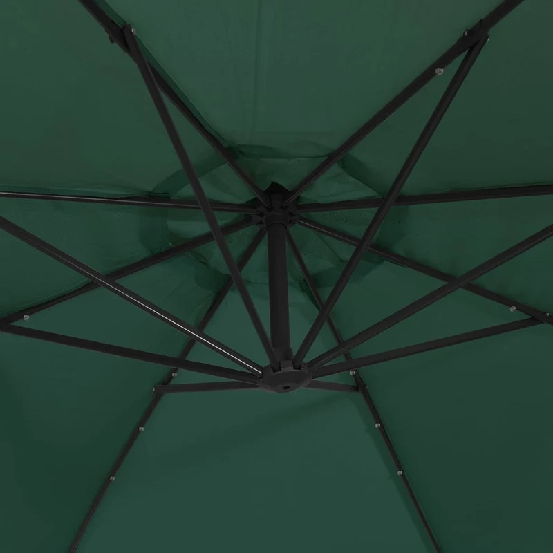 Parasol meuble de jardin en porte-à-feux et poteau métallique 350 cm vert 02_0008656