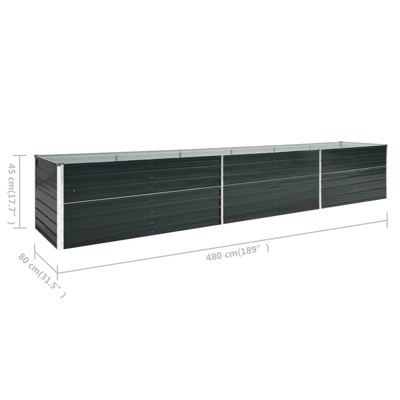 Jardinière lit surélevé plantes fleurs jardin acier galvanisé 480 x 80 x 45 cm anthracite 02_0001122