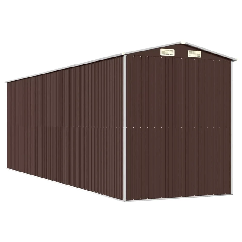 Abri de jardin cabane cabanon maison de stockage remise extérieur hangar outils robuste foncé 192 x 606 x 223 cm acier galvanisé marron 02_0022322