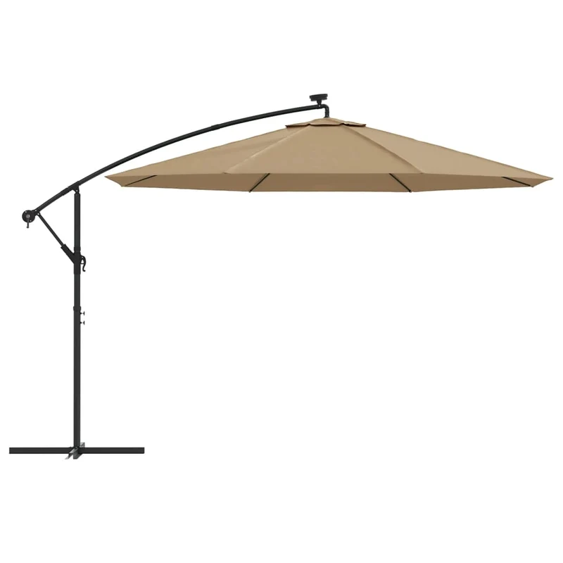 Parasol meuble de jardin en porte-à-feux et poteau métallique 350 cm taupe 02_0008655