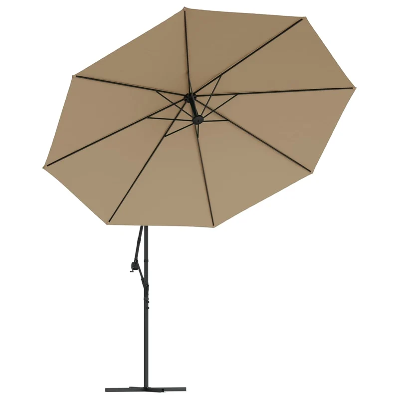 Parasol meuble de jardin en porte-à-feux et poteau métallique 350 cm taupe 02_0008655