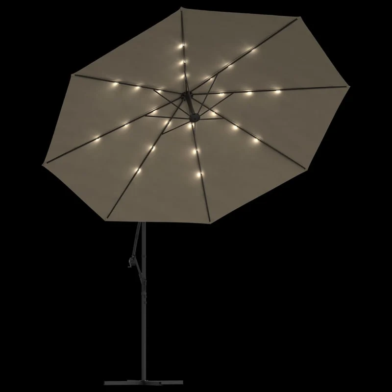 Parasol meuble de jardin en porte-à-feux et poteau métallique 350 cm taupe 02_0008655