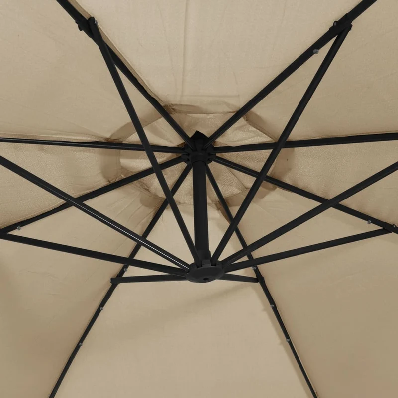 Parasol meuble de jardin en porte-à-feux et poteau métallique 350 cm taupe 02_0008655