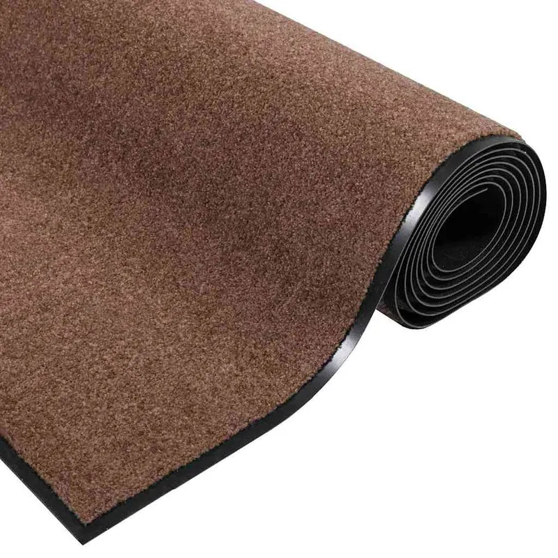 Tapis d'entrée rectangulaire moderne 120 x 180 cm design écolo antidérapant en polyamide marron 02_0057980