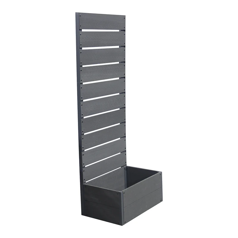 Jardinière bac à plante fleur avec brise-vue Heerde bois composite 150 x 56 x 38 cm gris 03_0009493