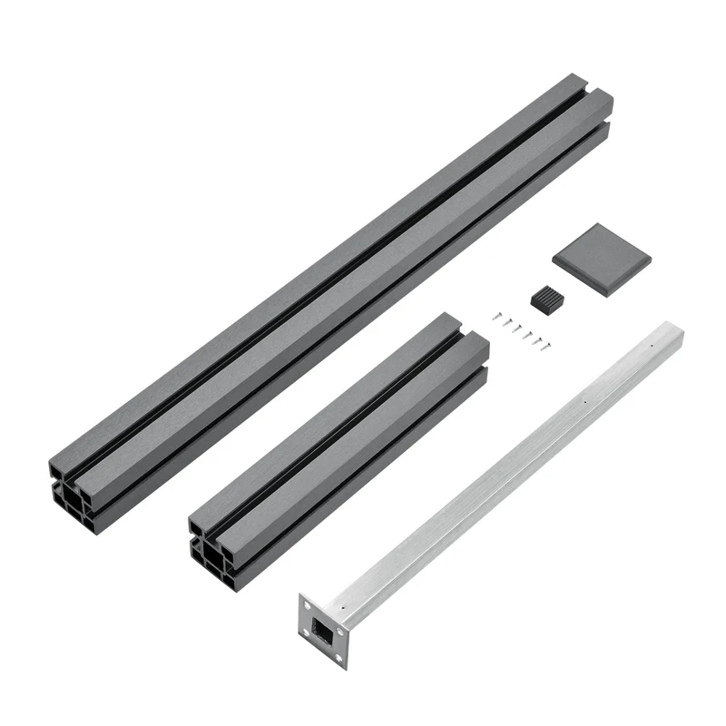 Clôture brise vue brise vent bois composite (WPC) quadratique et oblique 183 x 799 cm gris 03_0001461