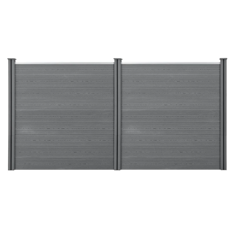 Clôture brise vue brise vent bois composite (WPC) 183 x 357 cm gris 03_0001449