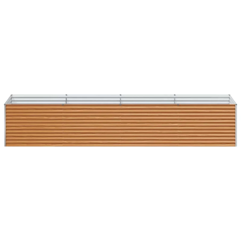 Jardinière surélevée design industriel extérieur 390 x 100 x 68 cm avec drainage efficace en acier galvanisé marron clair 02_0059056