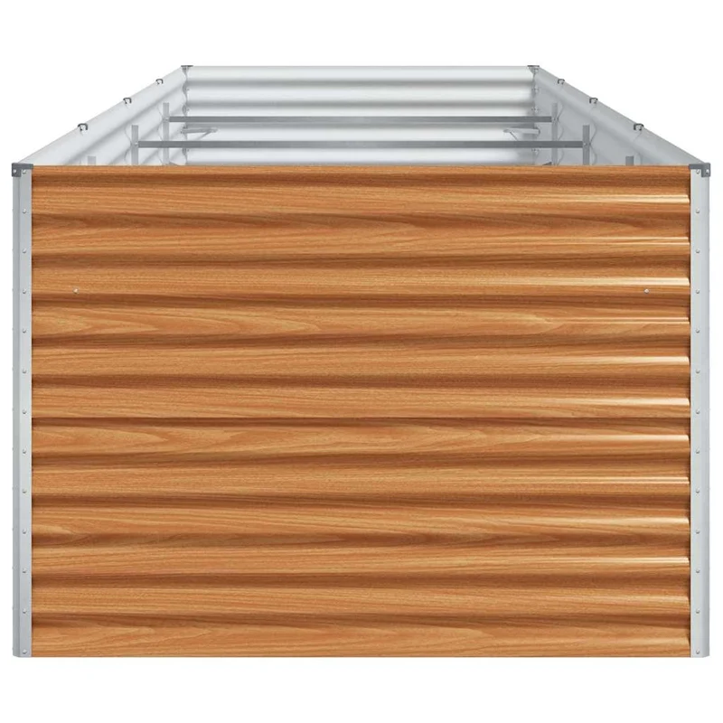 Jardinière surélevée design industriel extérieur 390 x 100 x 68 cm avec drainage efficace en acier galvanisé marron clair 02_0059056