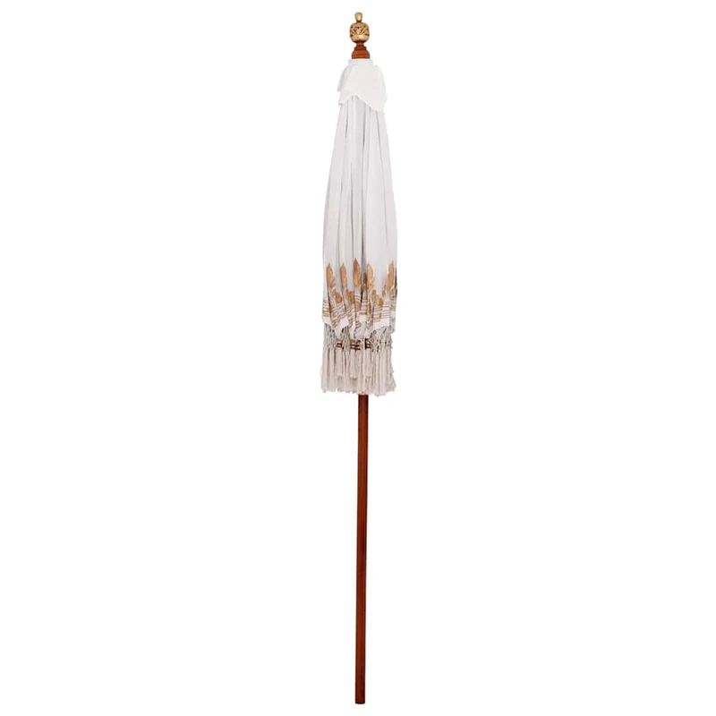 Parasol balinais rond 185 x 185 x 260 cm protection solaire élégant style tropical en coton crème 02_0058813