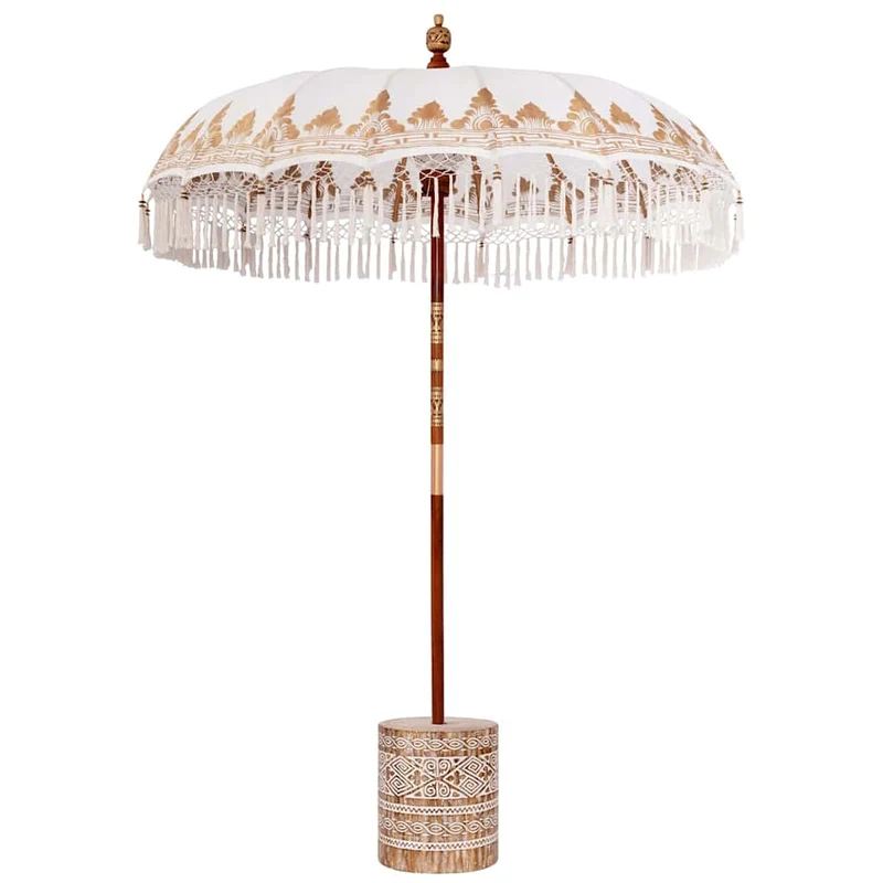 Parasol balinais de jardin extérieur 185 x 185 x 260 cm grande couverture apaisante en coton crème 02_0055942
