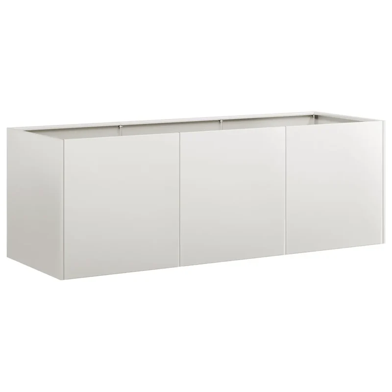 Jardinière moderne à fond ouvert 120 x 40 x 40 cm pour balcon jardin stable en acier inoxydable gris 02_0051468
