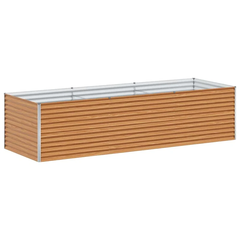Jardinière surélevée extérieur 290 x 100 x 68 cm drainage optimal style industriel en acier galvanisé marron clair 02_0059055