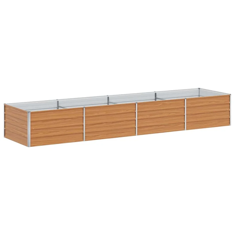 Jardinière surélevée en acier galvanisé style industriel chic jardin terrasse 320 x 80 x 45 cm en acier marron clair 02_0059024