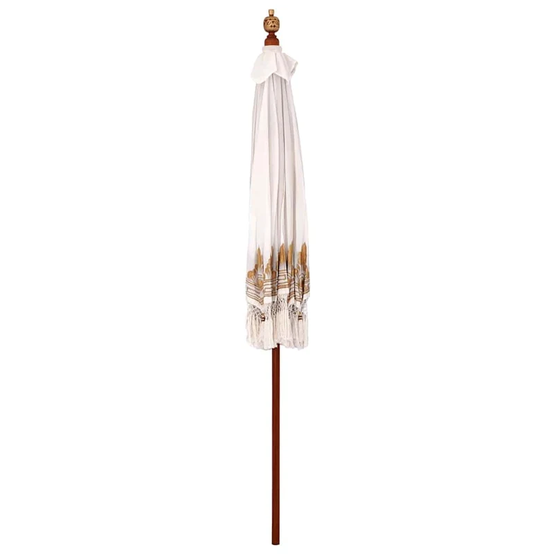 Parasol balinais rond 215 x 215 x 260 cm ombre élégante style tropical jardin en coton crème 02_0058814