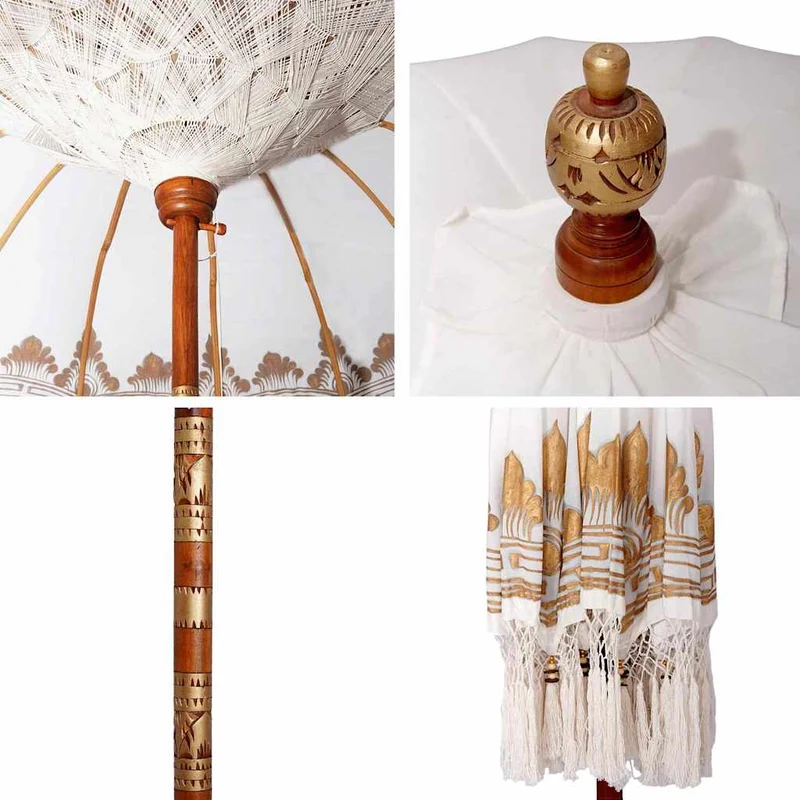 Parasol balinais rond 215 x 215 x 260 cm ombre élégante style tropical jardin en coton crème 02_0058814