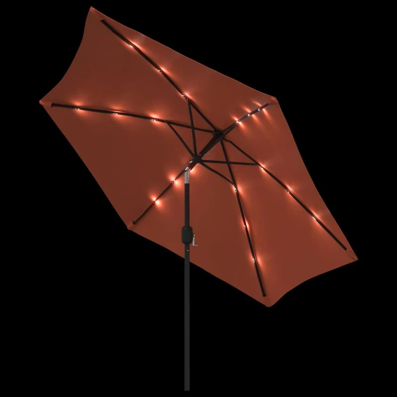 Parasol d'extérieur avec led et mât en acier 300 cm orange 02_0008178